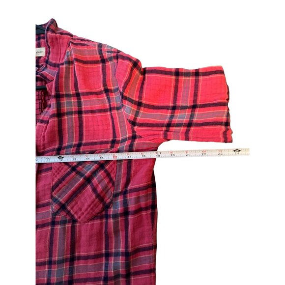 Cloth & Stone Anthropologie Pink Brecken Plaid Button Down Shirt Woman's Medium - Picture 8 of 9
